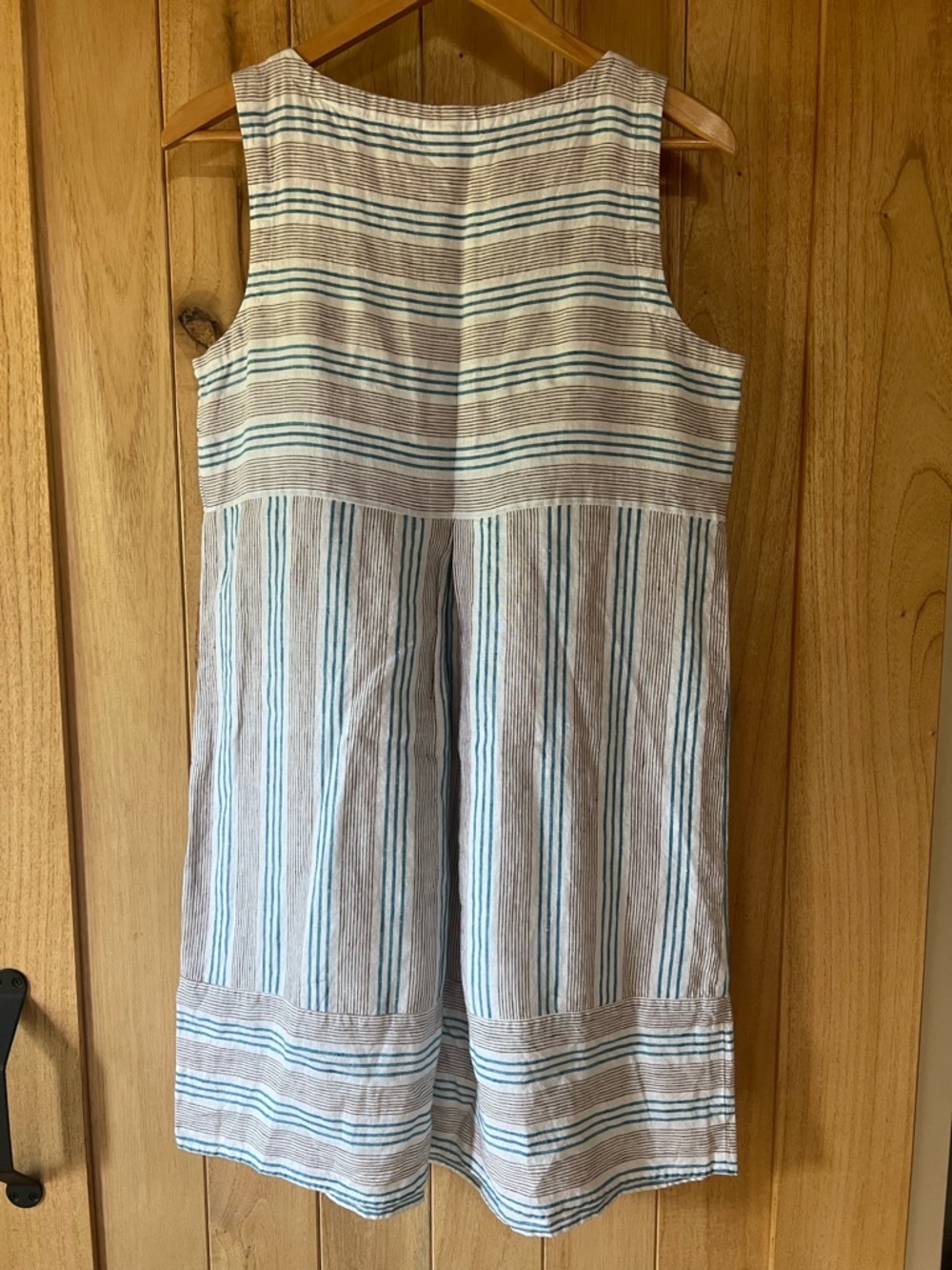 J.Jill Striped Sleeveless Linen Dress in White and Teal, Size M - Picture 5 of 10